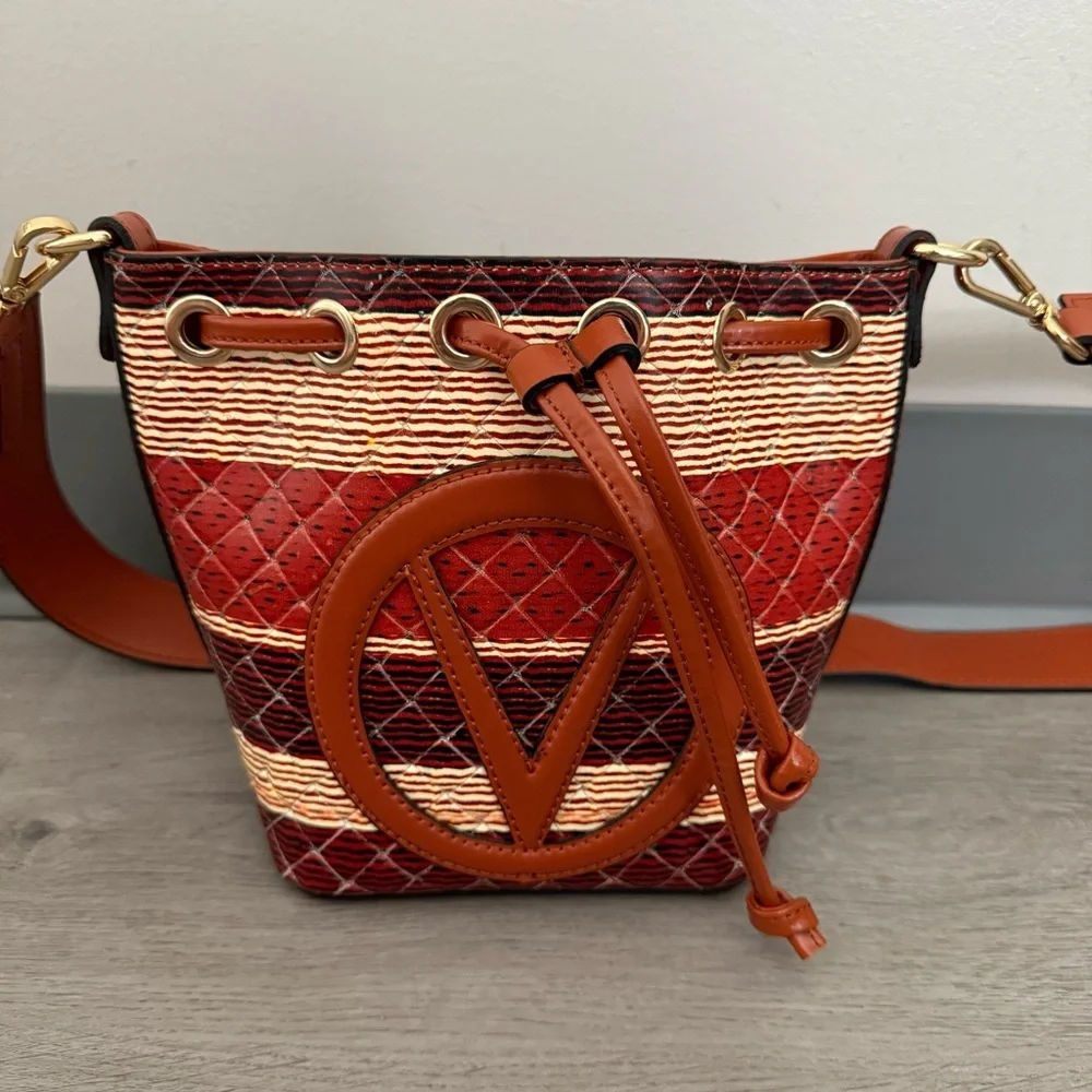 Valentino by Mario Valentino Bag Jules Tresse Drawstring Bucket Bag in Umber
